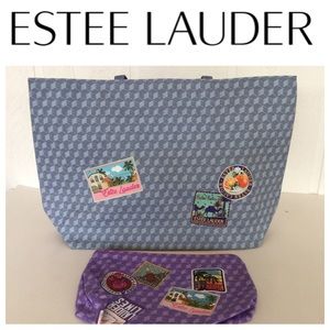ESTEE LAUDER TOTE BAG AND MAKEUP BAG NWOT